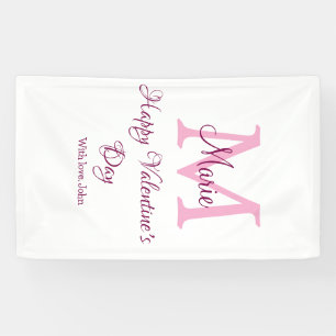 Happy valentine's day monogram pink name love girl banner