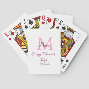 Happy valentine's day monogram pink name love girl playing cards