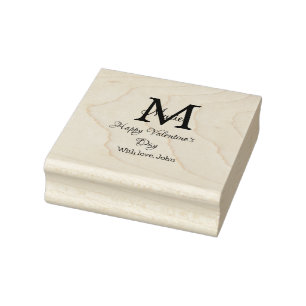 Happy valentine's day monogram pink name love girl rubber stamp