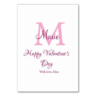 Happy valentine's day monogram pink name love girl table number