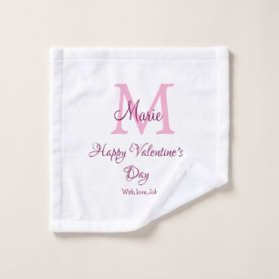 Happy valentine's day monogram pink name love girl wash cloth