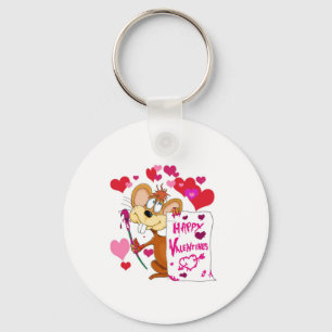 Happy Valentines Day mouse Key Ring