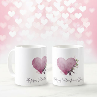 Happy Valentine's Day Mug With Floral Heart