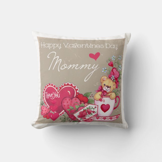 Happy Valentines Day Mummy Pillow (Front)
