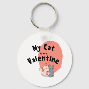 Happy Valentine's Day -My Cat Is My Valentine Day  Key Ring