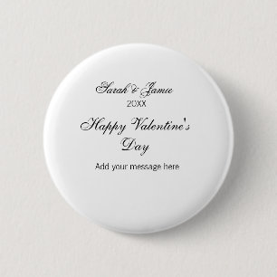 Happy Valentine's day name date message simple ele 6 Cm Round Badge