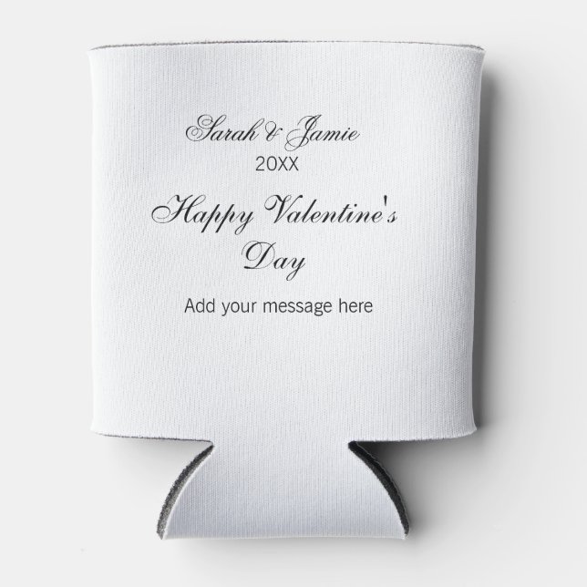 Happy Valentine's day name date message simple ele Can Cooler (Front)