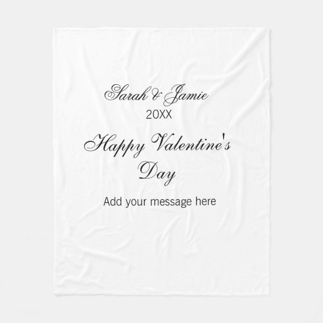 Happy Valentine's day name date message simple ele Fleece Blanket (Front)