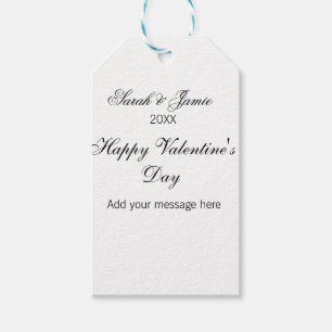 Happy Valentine's day name date message simple ele Gift Tags