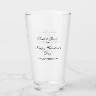 Happy Valentine's day name date message simple ele Glass