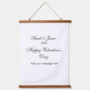 Happy Valentine's day name date message simple ele Hanging Tapestry