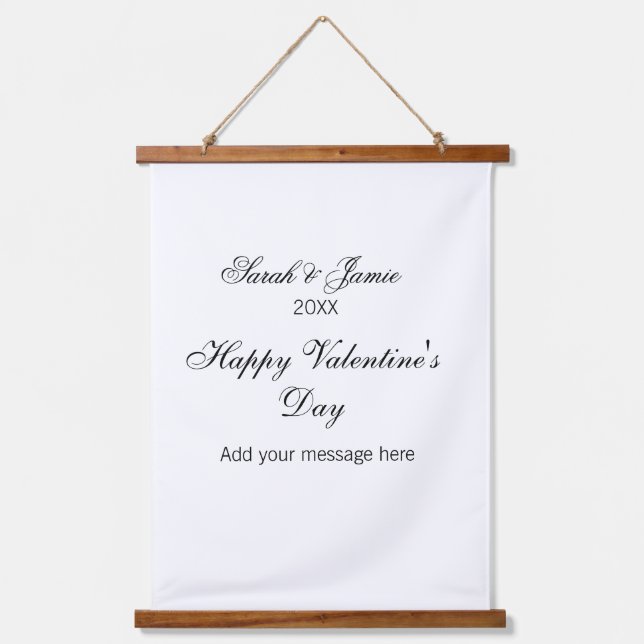 Happy Valentine's day name date message simple ele Hanging Tapestry (Front)