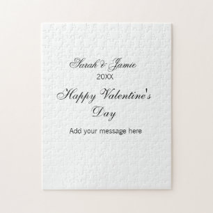 Happy Valentine's day name date message simple ele Jigsaw Puzzle