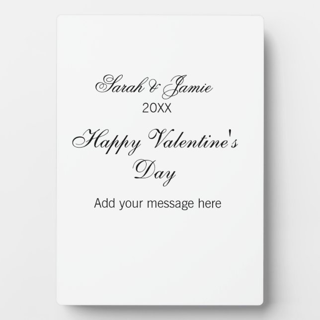 Happy Valentine's day name date message simple ele Plaque (Front)