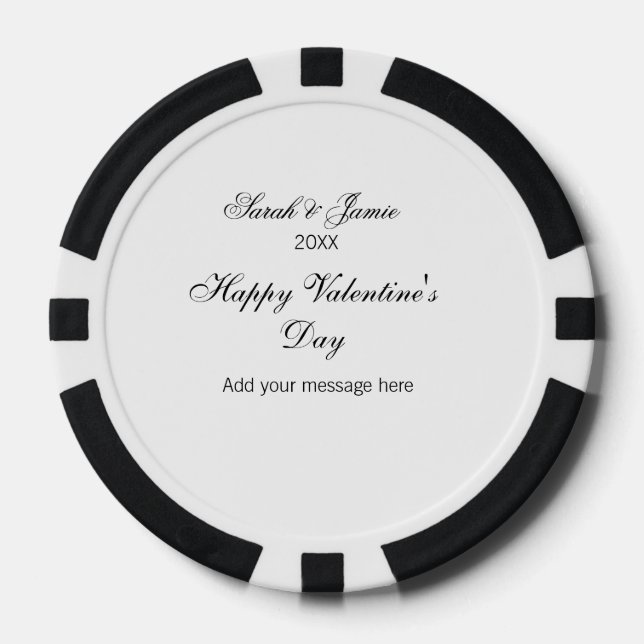 Happy Valentine's day name date message simple ele Poker Chips (Front)