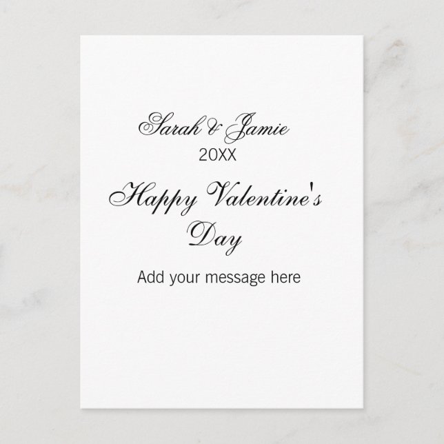 Happy Valentine's day name date message simple ele Postcard (Front)