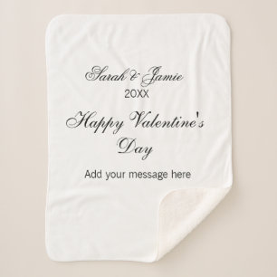 Happy Valentine's day name date message simple ele Sherpa Blanket