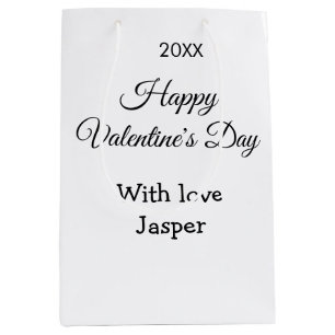 Happy Valentine's day name love simple year stylis Medium Gift Bag