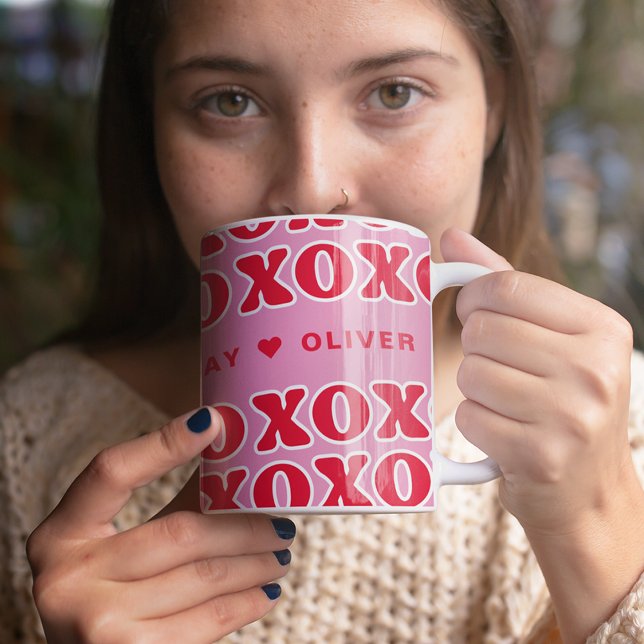 Happy Valentine's Day Name XOXO Coffee Mug (Creator Uploaded)