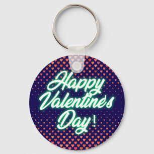 Happy Valentine's Day Neon Design-23692 Key Ring