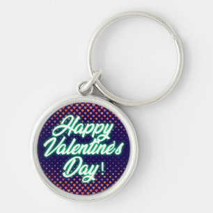 Happy Valentine's Day Neon Design-23692 Key Ring
