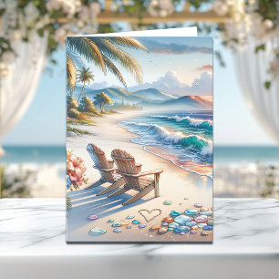 Happy Valentine's Day Ocean Waves and Sea Glass Card