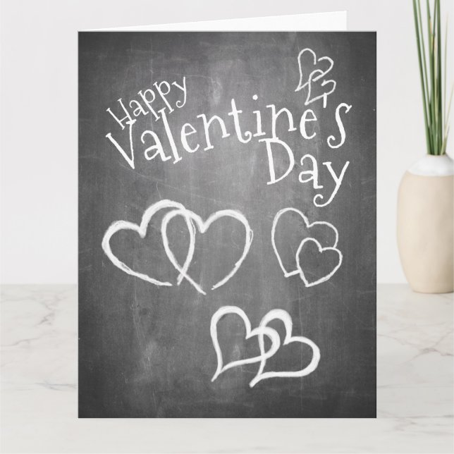 Happy Valentine's day on a chalk board Card (Front)