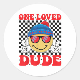 Happy Valentines Day One Loved Dude Valentines Day Classic Round Sticker