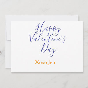 Happy Valentine's day orange blue xoxo love name c Invitation