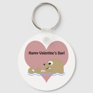 Happy Valentines Day Otter Key Ring