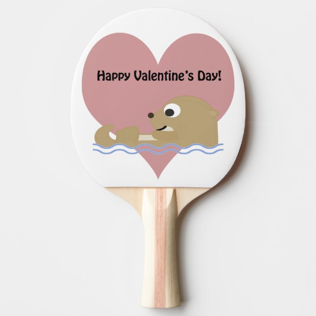Happy Valentines Day Otter Ping Pong Paddle (Front)
