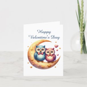 Happy Valentine's Day owl add message Holiday Card