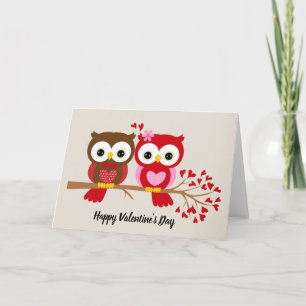 Happy Valentine's Day Owls Holiday Card