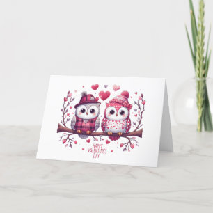Happy Valentine's Day Owls Holiday Card