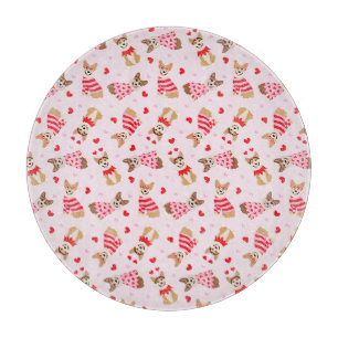 Happy Valentines Day Pembroke Welsh Corgi Dogs Cutting Board