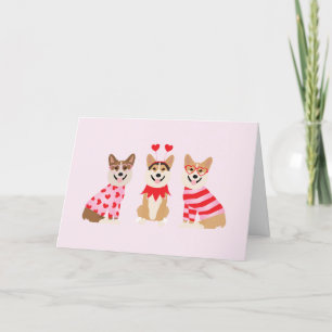 Happy Valentines Day Pembroke Welsh Corgi Dogs Holiday Card