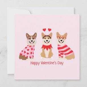 Happy Valentines Day Pembroke Welsh Corgi Dogs Invitation