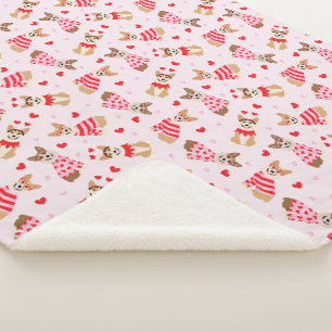 Happy Valentines Day Pembroke Welsh Corgi Dogs Sherpa Blanket
