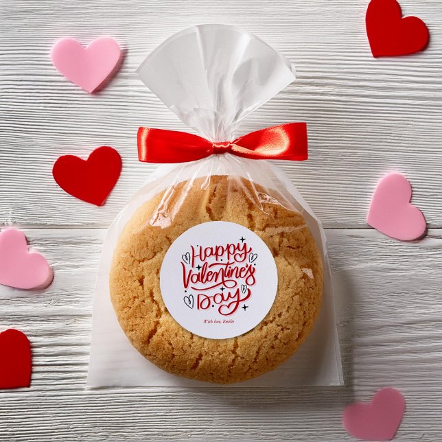 "Happy Valentines Day" Personalised Classic Round Sticker (Creator Uploaded)