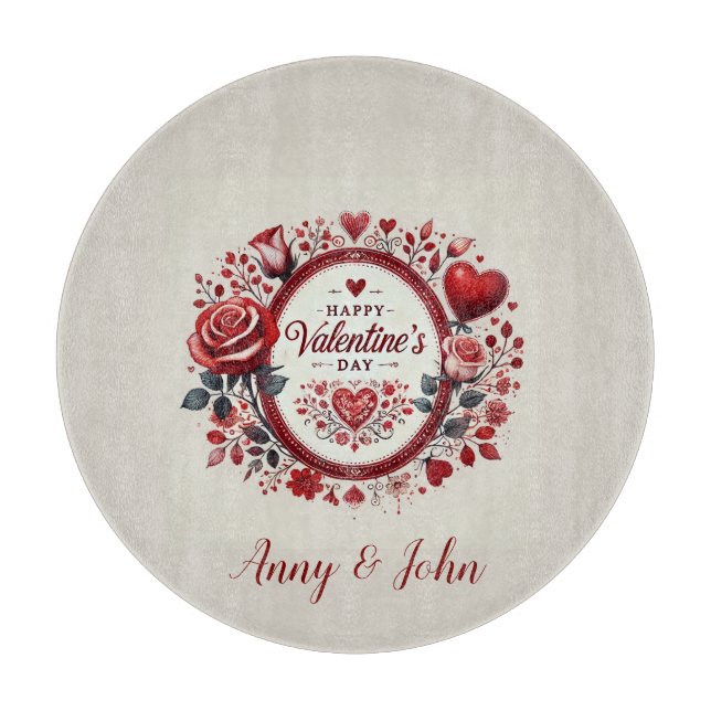 Happy Valentine's Day Personalised Cutting Board (Front)
