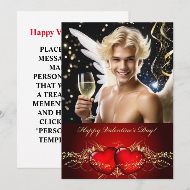 Happy Valentine's Day Personalised Gay Twink Holiday Card (Front/Back)