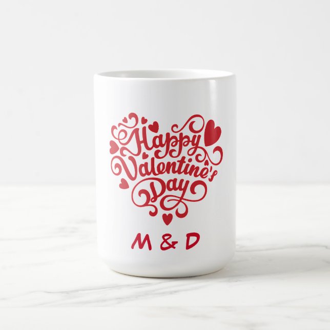 Happy Valentine's Day Personalised Monogram  Magic Mug (Center)