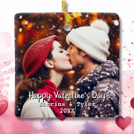 Happy Valentine's Day Personalised Photo & Names Ceramic Ornament<br><div class="desc">Add your favourite photo of you and your partner to this romantic ornament in the personalise area. You can also add a "holiday greeting,  your names and the date." Sweet romantic gift for Valentine's Day,  an anniversary or wedding.</div>