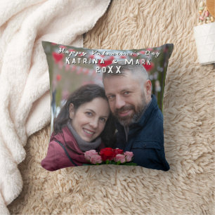 Happy Valentine's Day Personalised Photo & Names Cushion