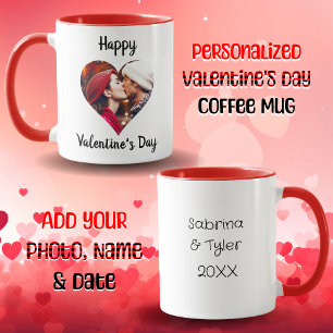 Happy Valentine's Day Personalised Photo & Names Mug