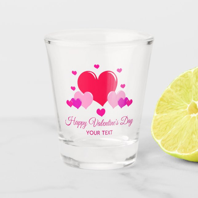 Happy Valentine's Day Personalized Shot Glass (Front)