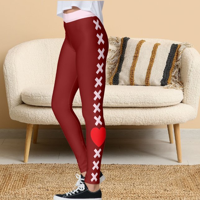 Happy Valentine's Day Pet Lovers Red Personalized Leggings (Creator Uploaded)