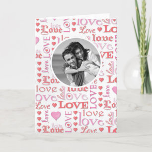 Happy Valentine's Day Photo Hearts Cute Script Holiday Card
