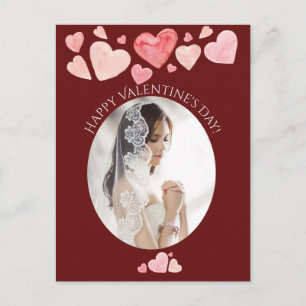 Happy Valentine's Day Photo Portrait Painted Heart Holiday Postcard