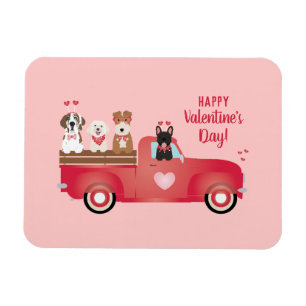 Happy Valentines Day Pickup Truck Love Dogs Magnet